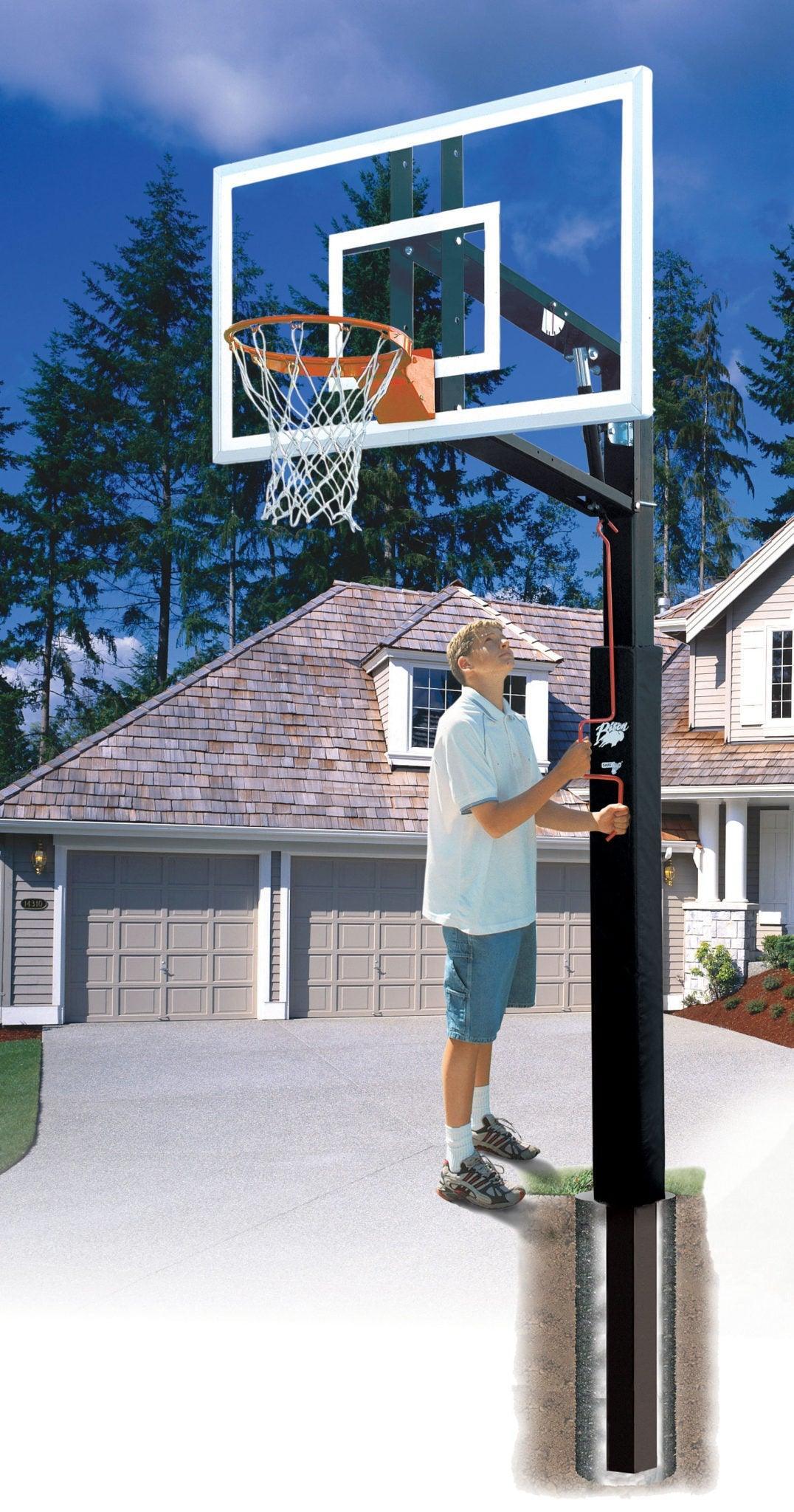 Lottery Pick ZipCrank 4" pole with 54" Backboard Adjustable Basketball System