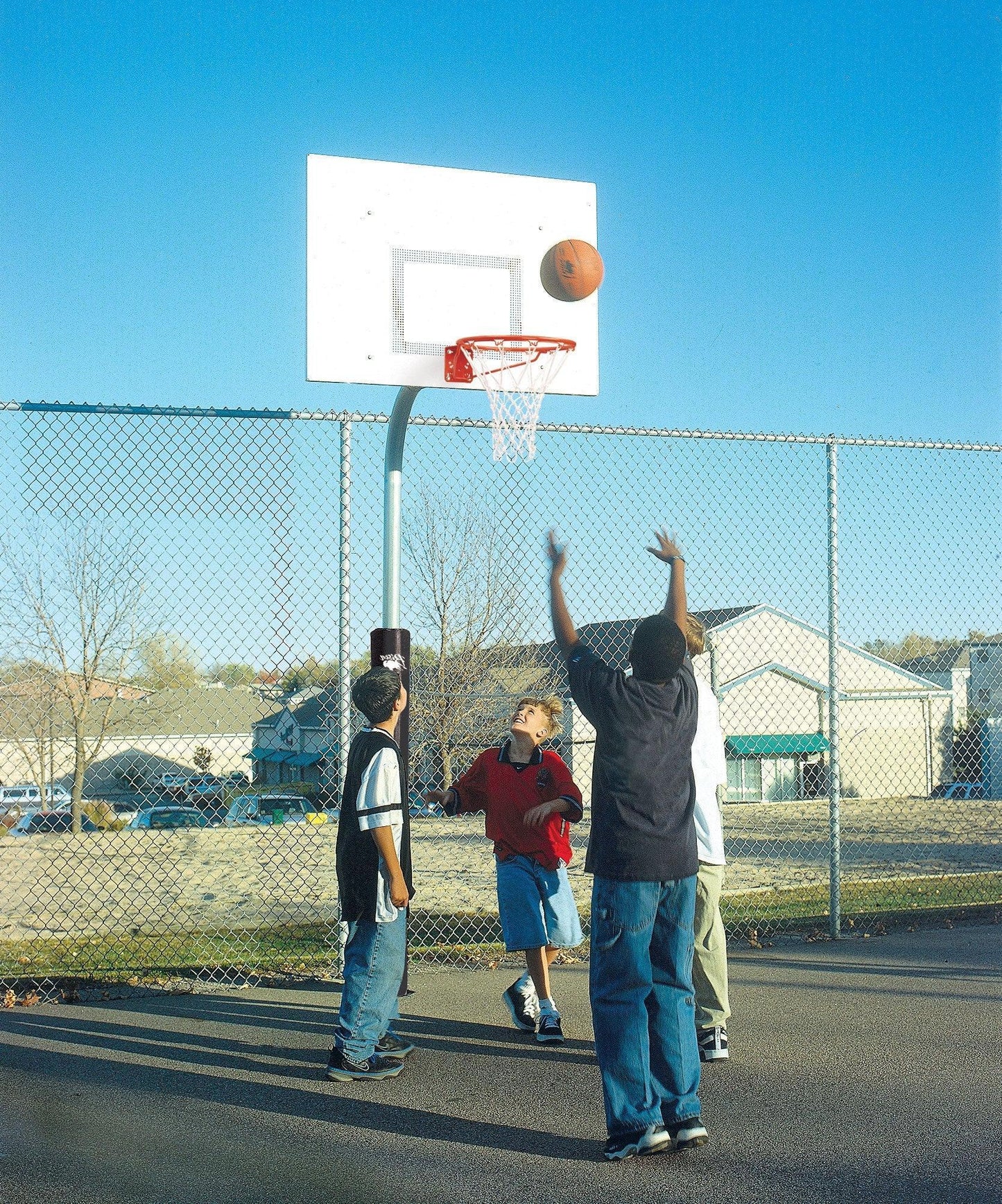 3 1/2" Tough Duty Rectangle Steel Playground Basketball System