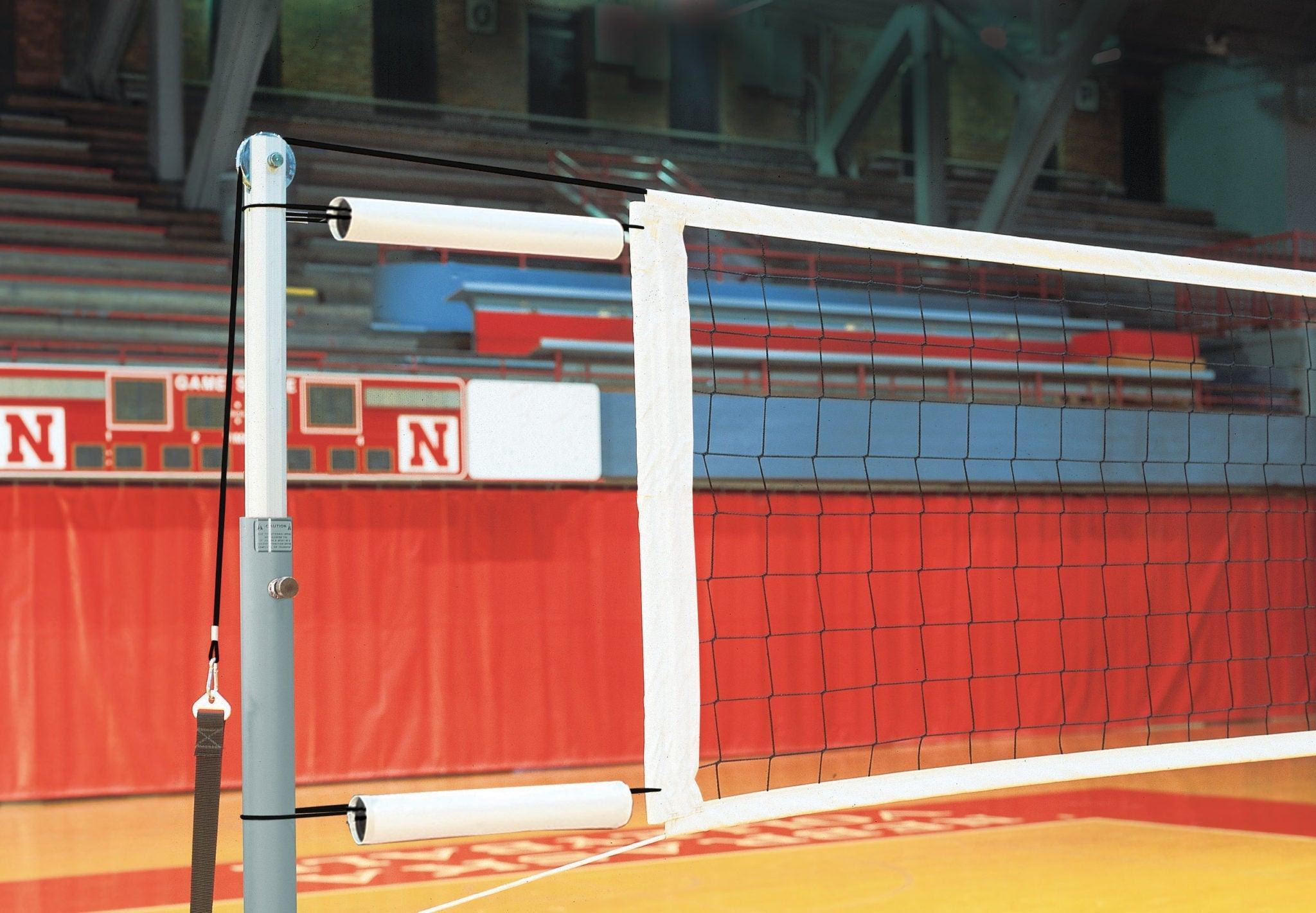 Kevlar competition volleyball net with cable covers and storage