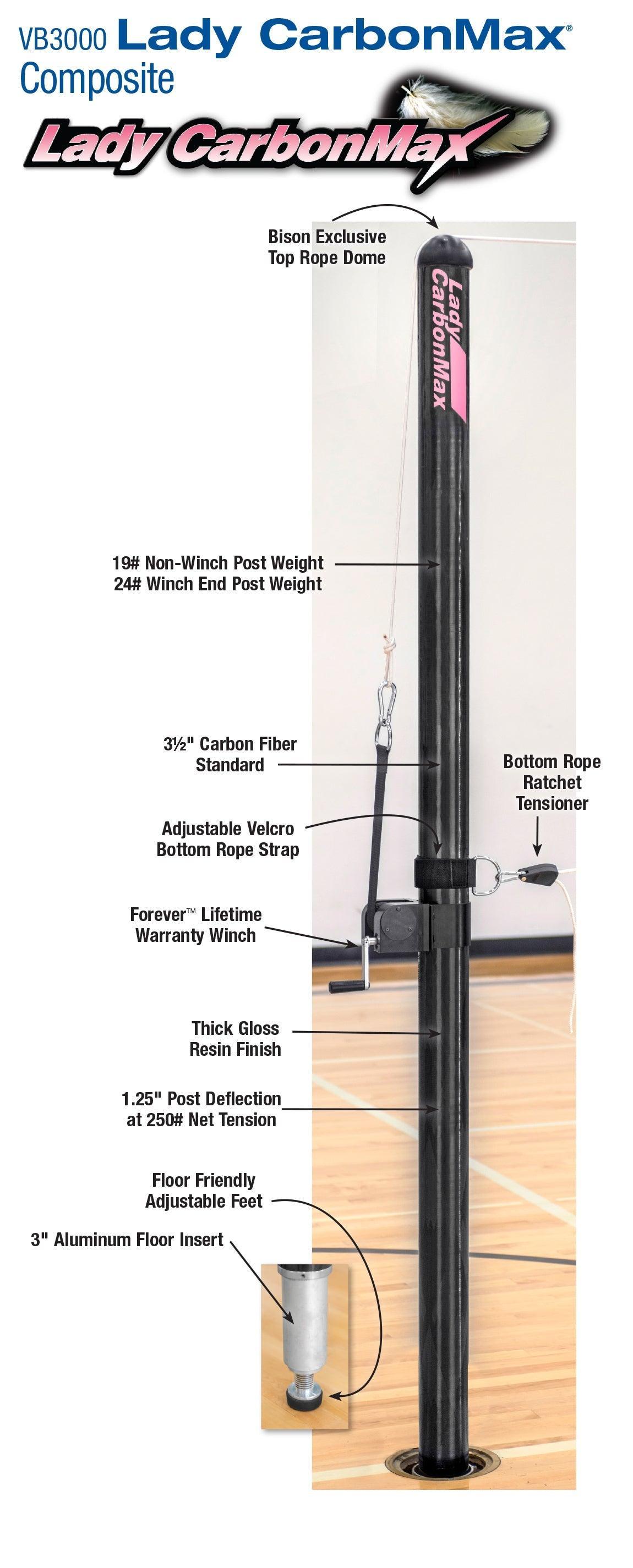 Lady CarbonMax Composite Double Court System without Sockets - bisoninc