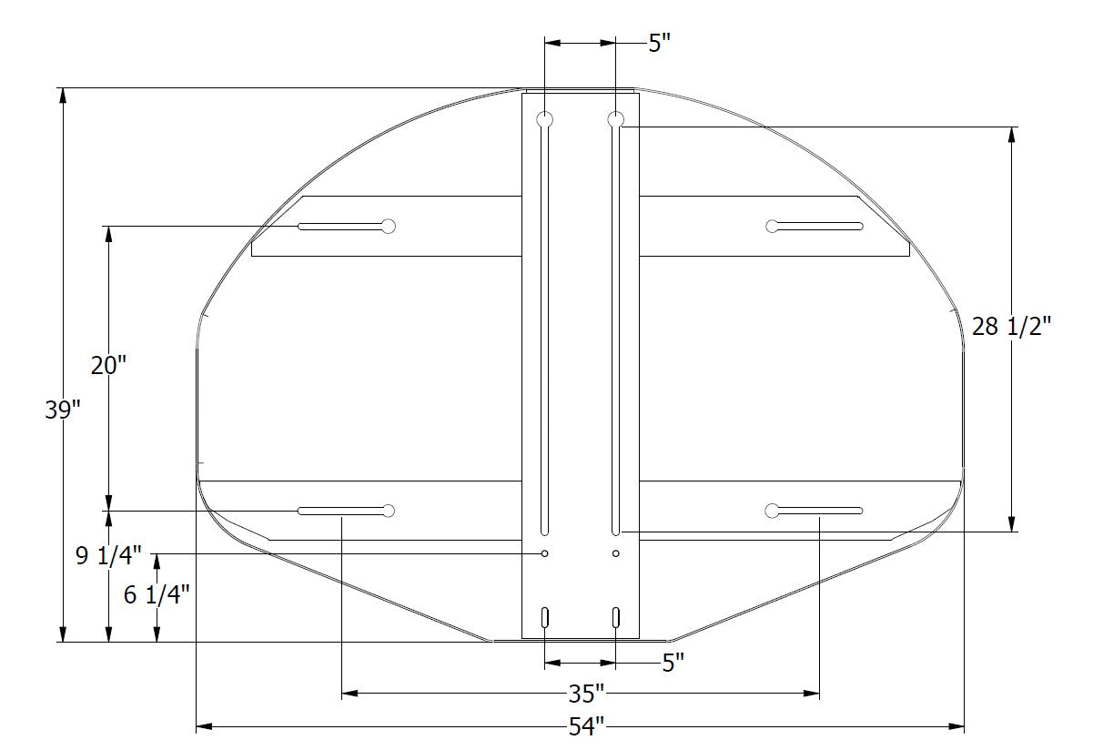 39" x 54" Dura Steel Fan-Shaped Playground Backboard