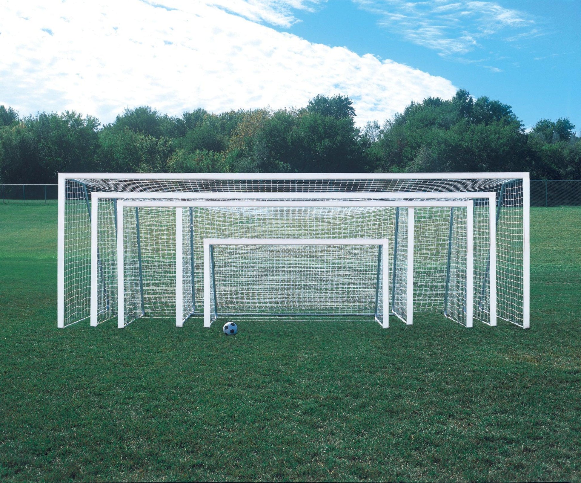 ShootOut 4" Square Aluminum Permanent/Semi Permanent Soccer Goals - bisoninc