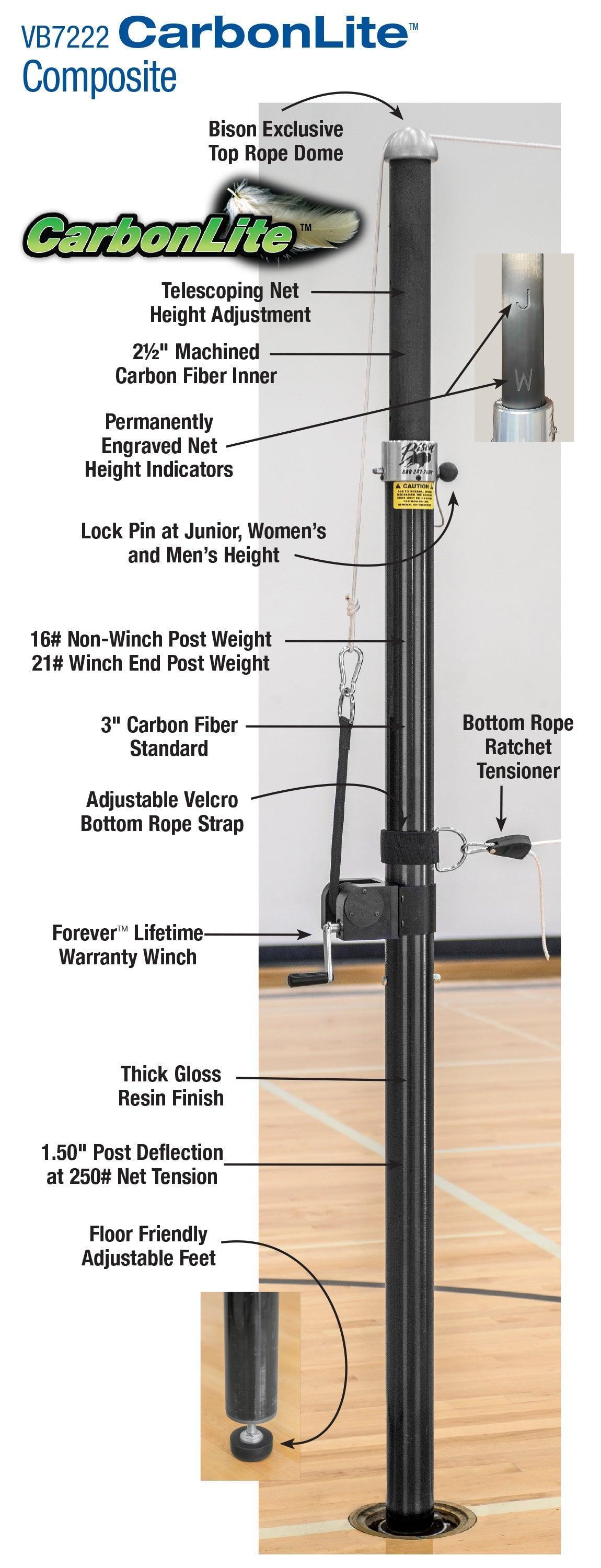 CarbonLite Composite Volleyball Complete System without Sockets - bisoninc